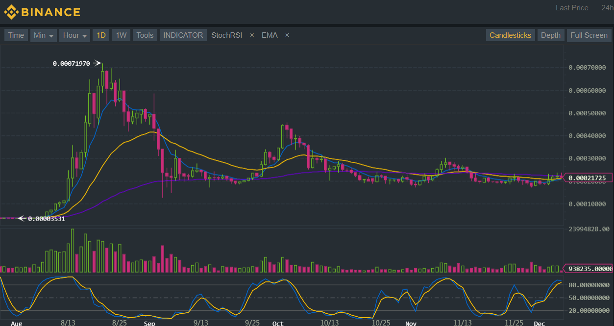 Binance (BNB/BTC) Technical Analysis for 12/05/2017 - Finally, Some Action!