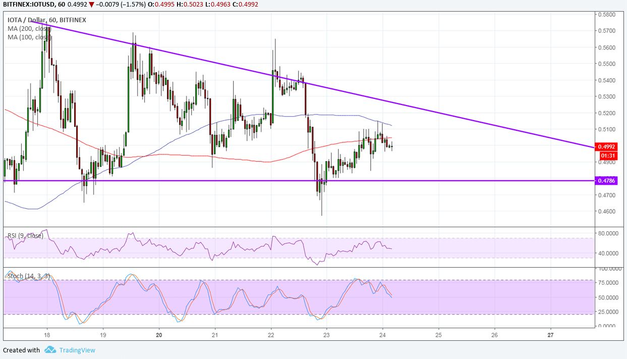 IOTA Price Analysis: IOT/USD Descending Triangle Pattern