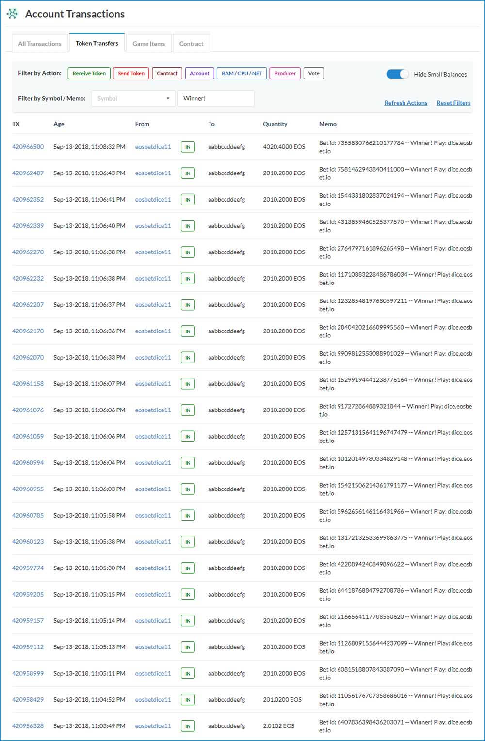 EOSBet hacker transactions