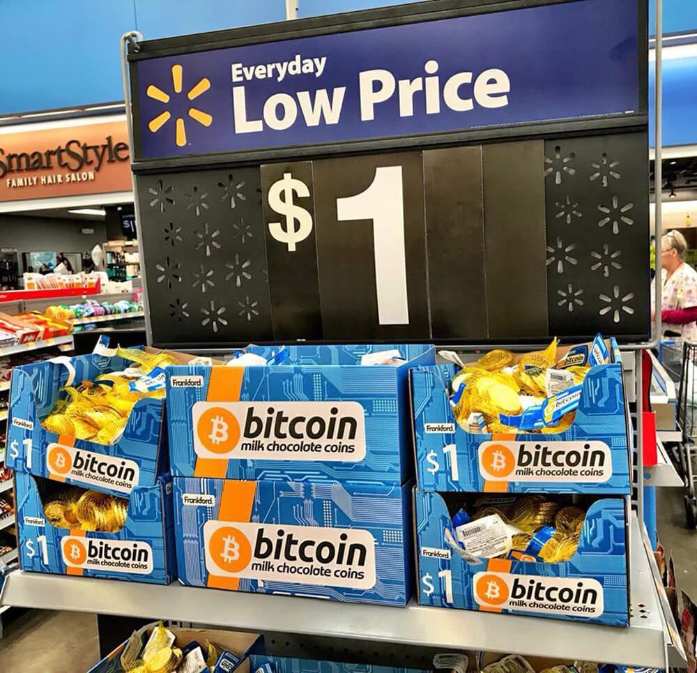 Walmart is selling Bitcoin chocolate candy.