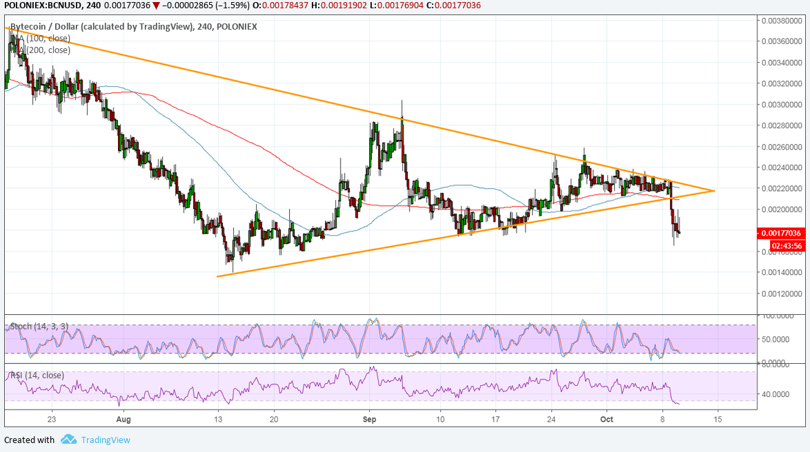 Bytecoin Price Analysis: BCN/USD Major Bearish Break
