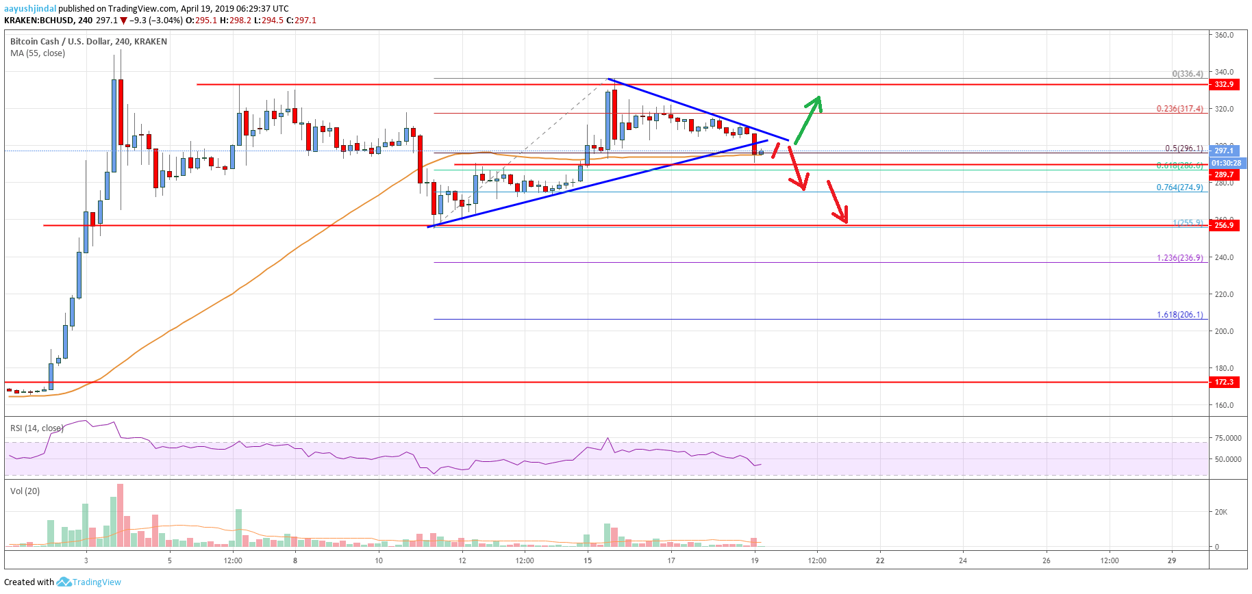 Bitcoin Cash (BCH) 	Downside Thrust Underway Before Sharp Bounce?