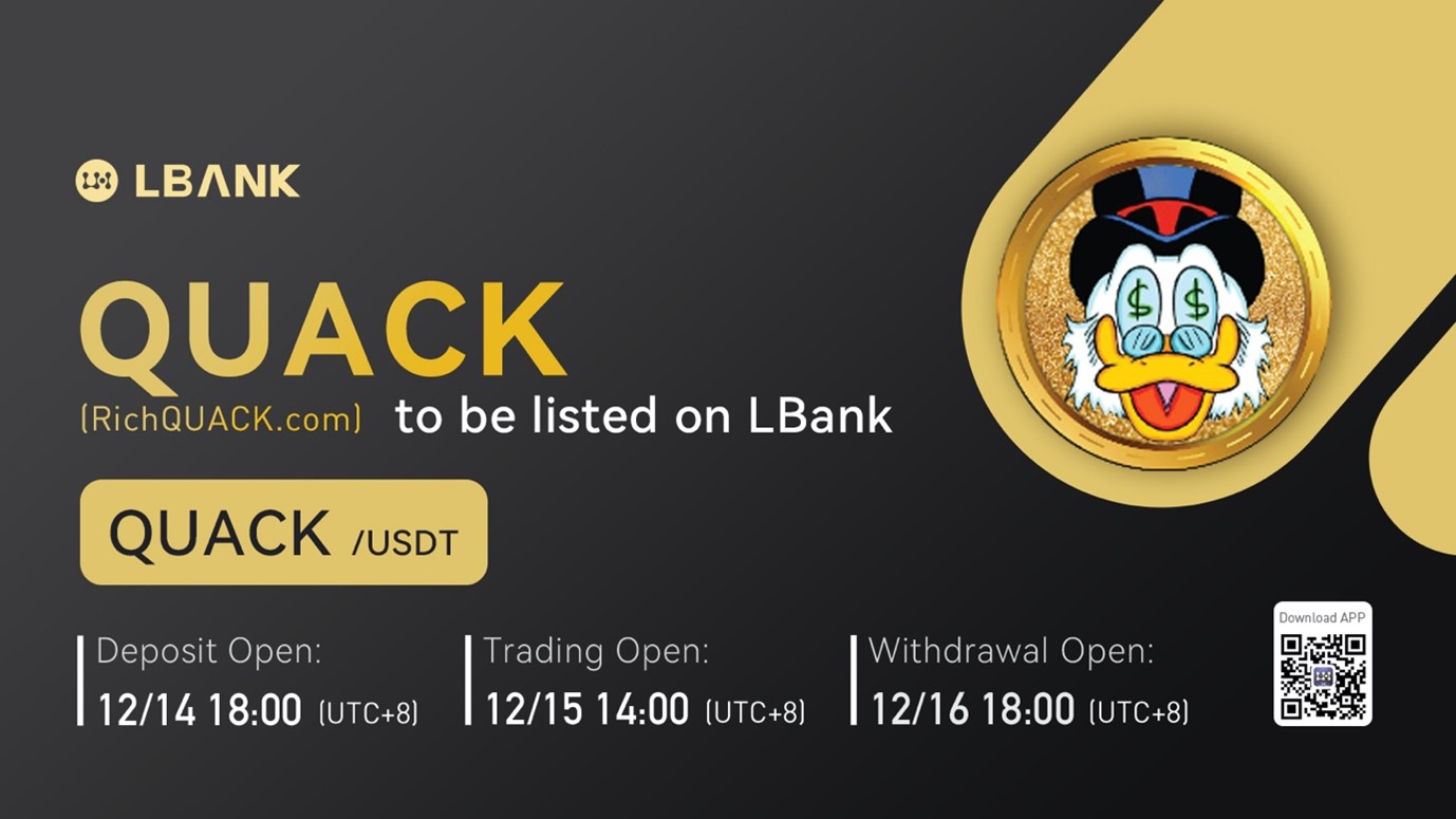 LBank Exchange Will List RichQUACK (QUACK) on December 15, 2021