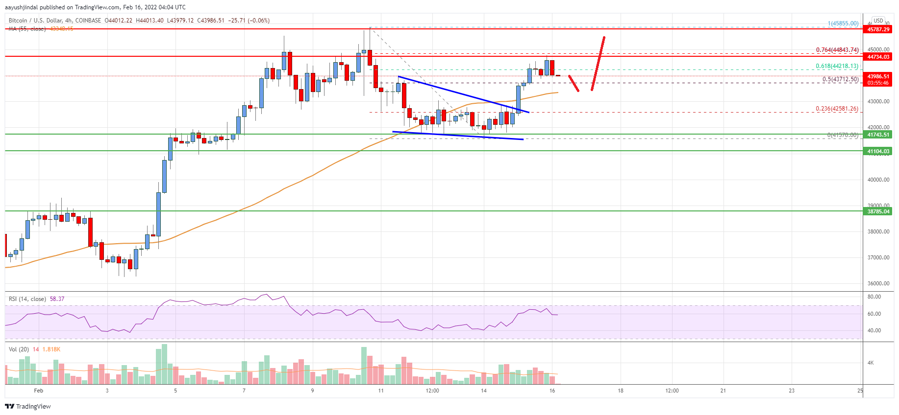 Bitcoin Price Analysis: BTC Struggles Below $45K