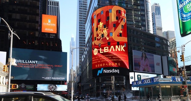 Major Exchange LBank Wishes Lunar New Year Via Nasdaq Billboard on Times Square NYC