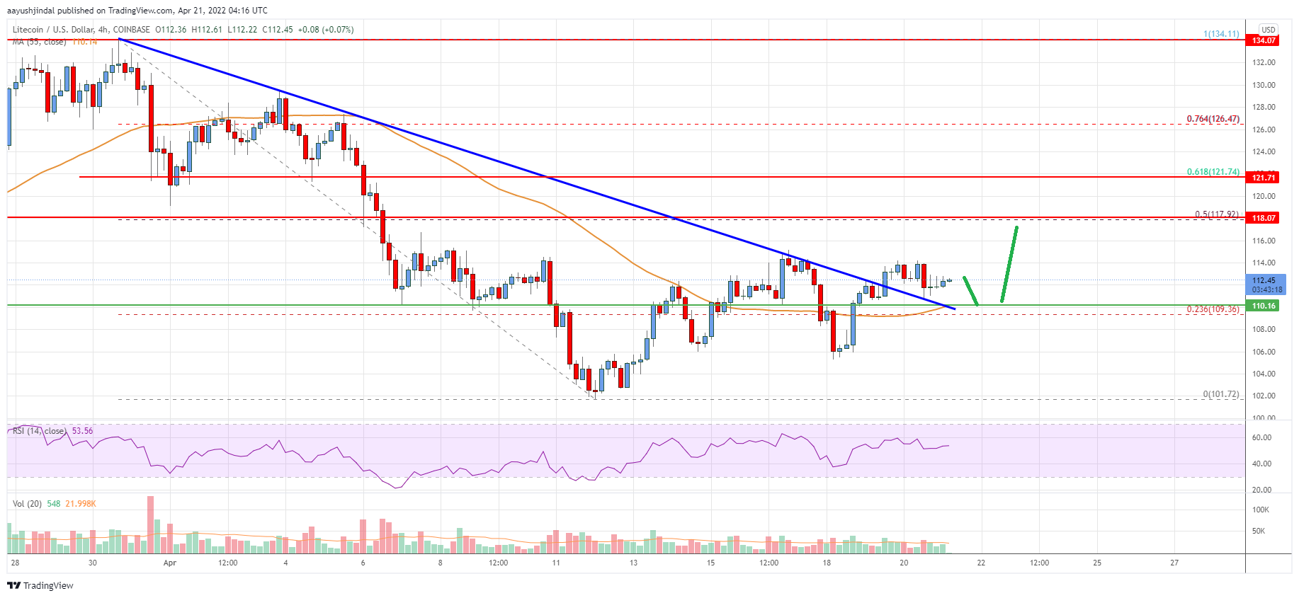 Litecoin (LTC) Price Analysis: Bulls Target Bullish Move Above $120