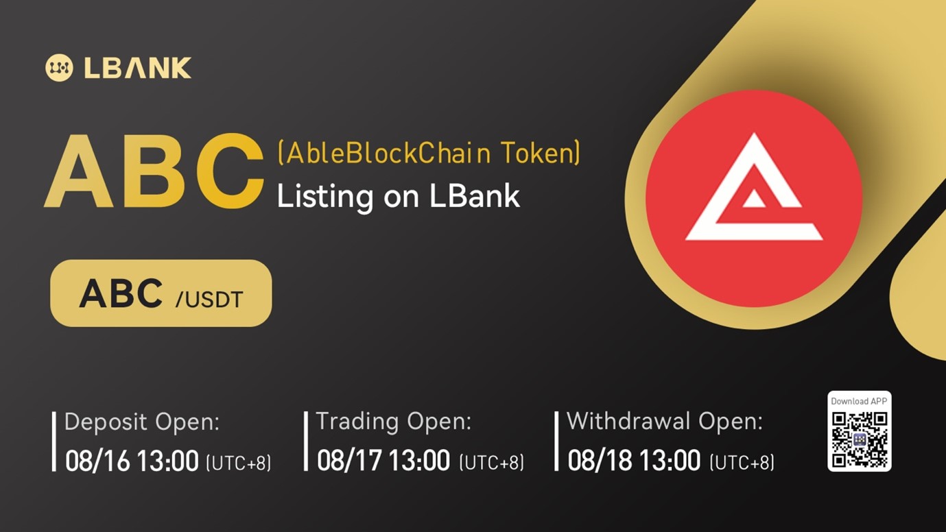 LBank Exchange Will List AbleBlockChain Token (ABC) on August 17, 2022