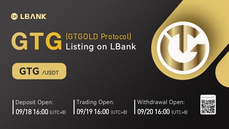 LBank Exchange Will List GTGOLD Protocol (GTG) on September 19, 2022