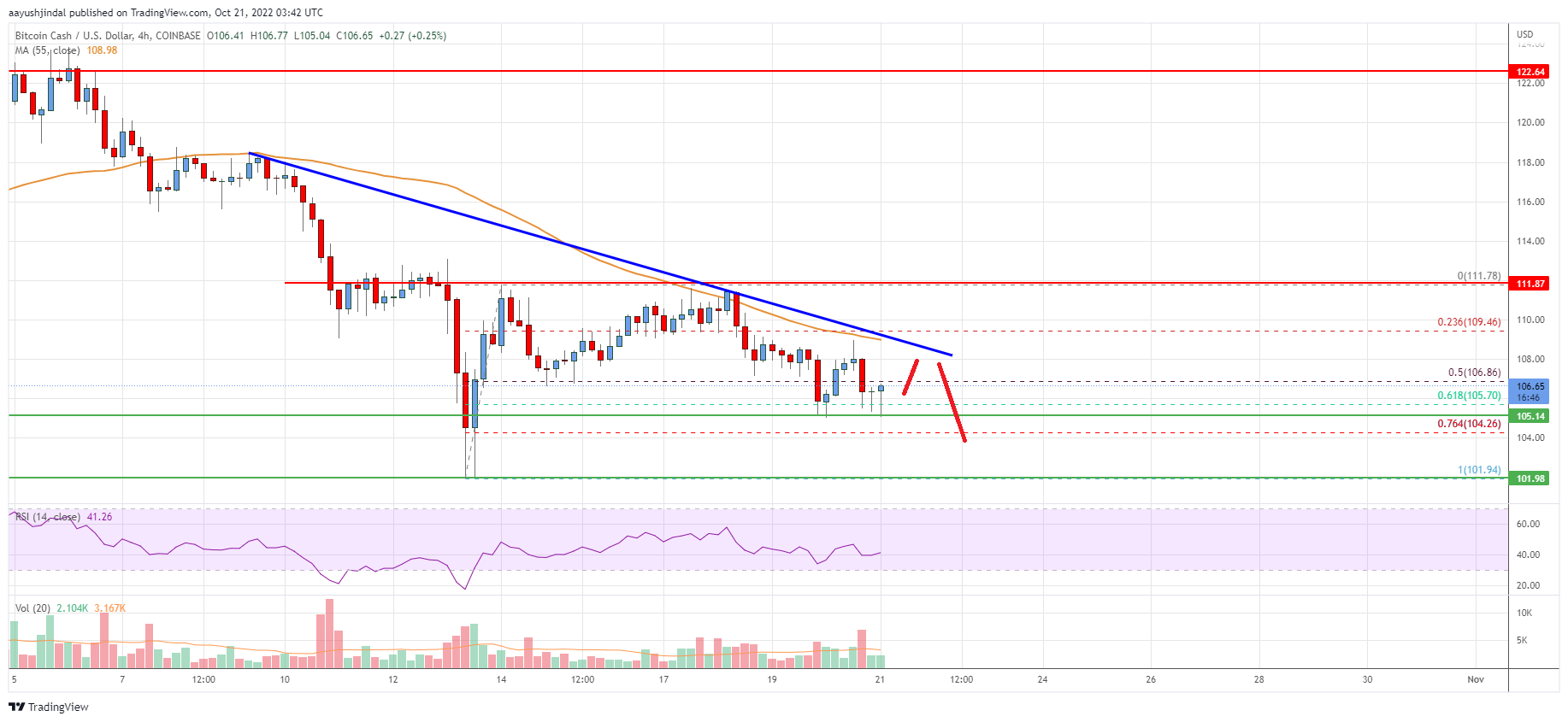 Bitcoin Cash Analysis: Risk of More Losses Below $102