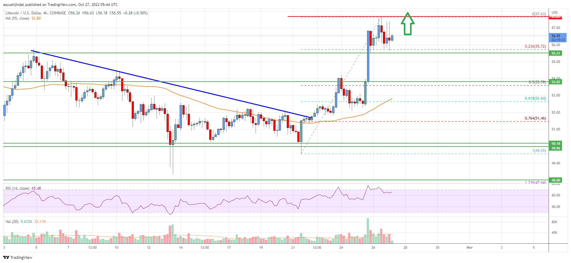 Litecoin (LTC) Price Analysis: Bulls Aim More Gains Above $58