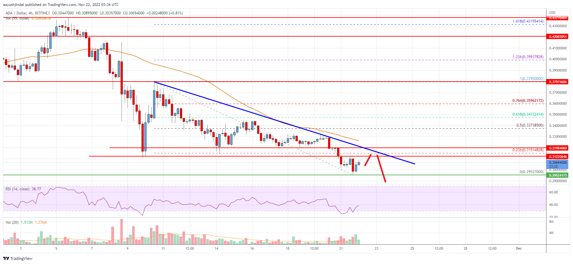 Cardano (ADA) Price Analysis: Risk of More Losses Below $0.3