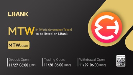 MTWorld Governance Token (MTW) Is Now Available for Trading on LBank Exchange