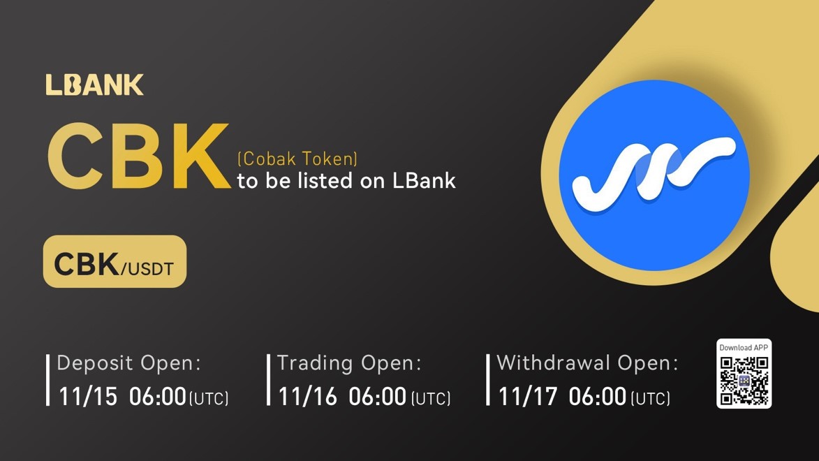 LBank Exchange Will List Cobak Token (CBK) on November 16, 2022