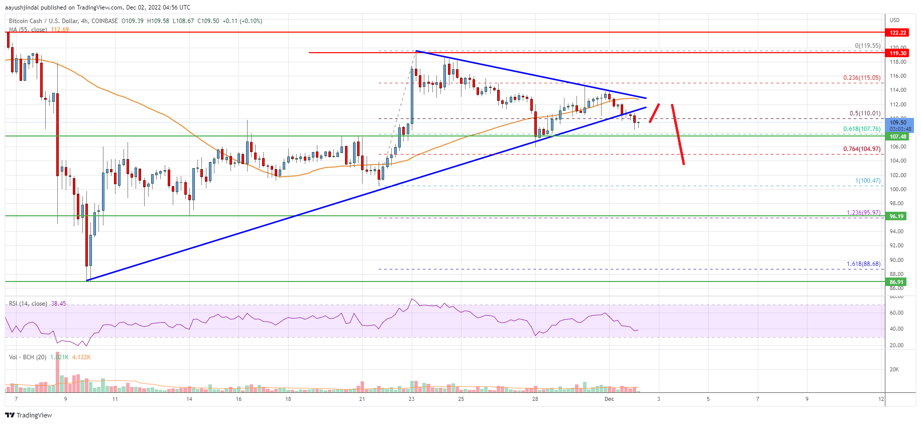 Bitcoin Cash Analysis: Risk of Fresh Decline Below $105