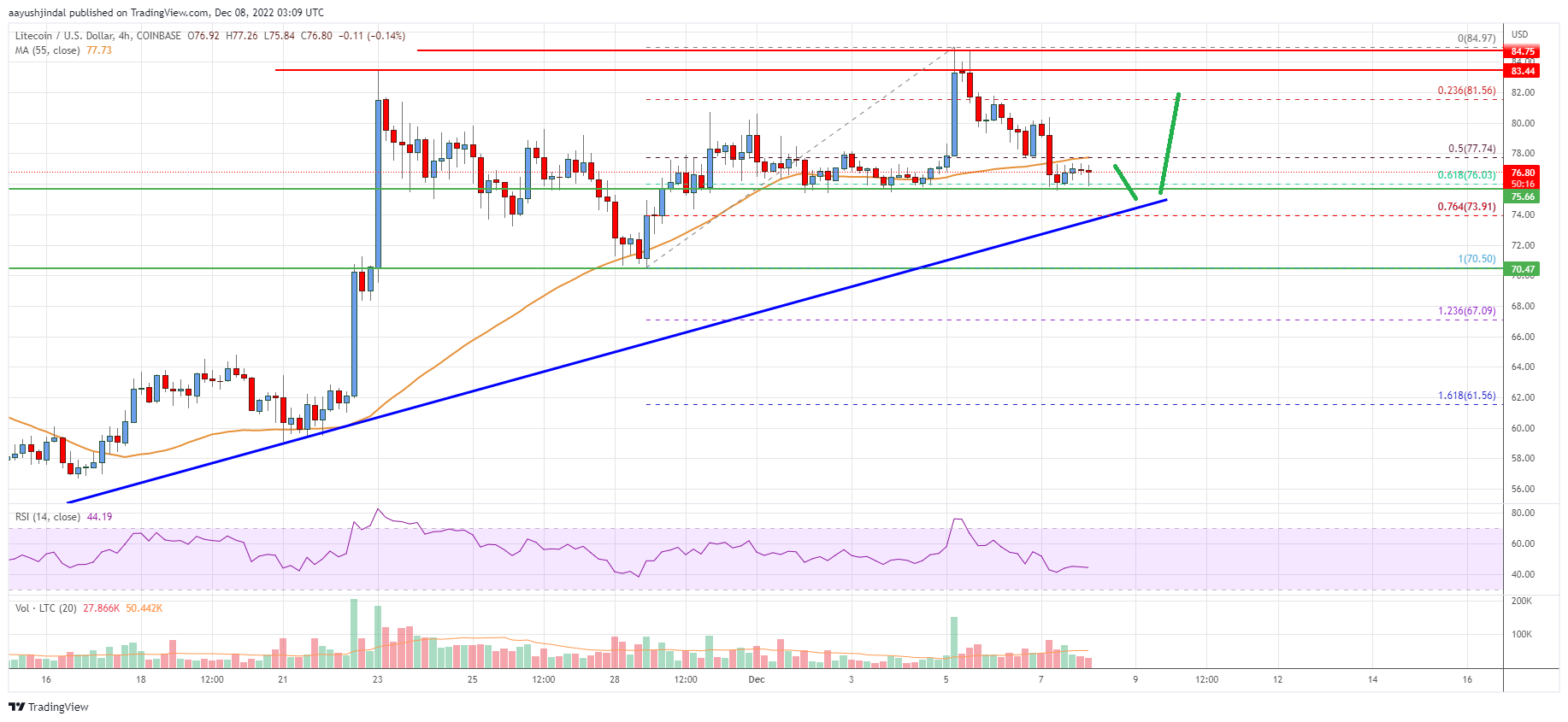 Litecoin (LTC) Price Analysis: Fresh Rally If It Stays above $70
