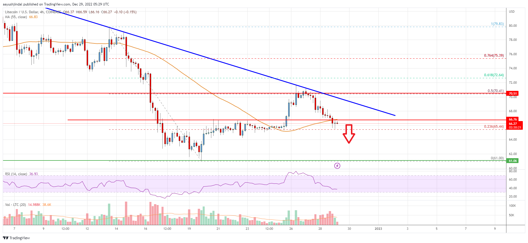 Litecoin (LTC) Price Analysis: Bears Are Active Near $68