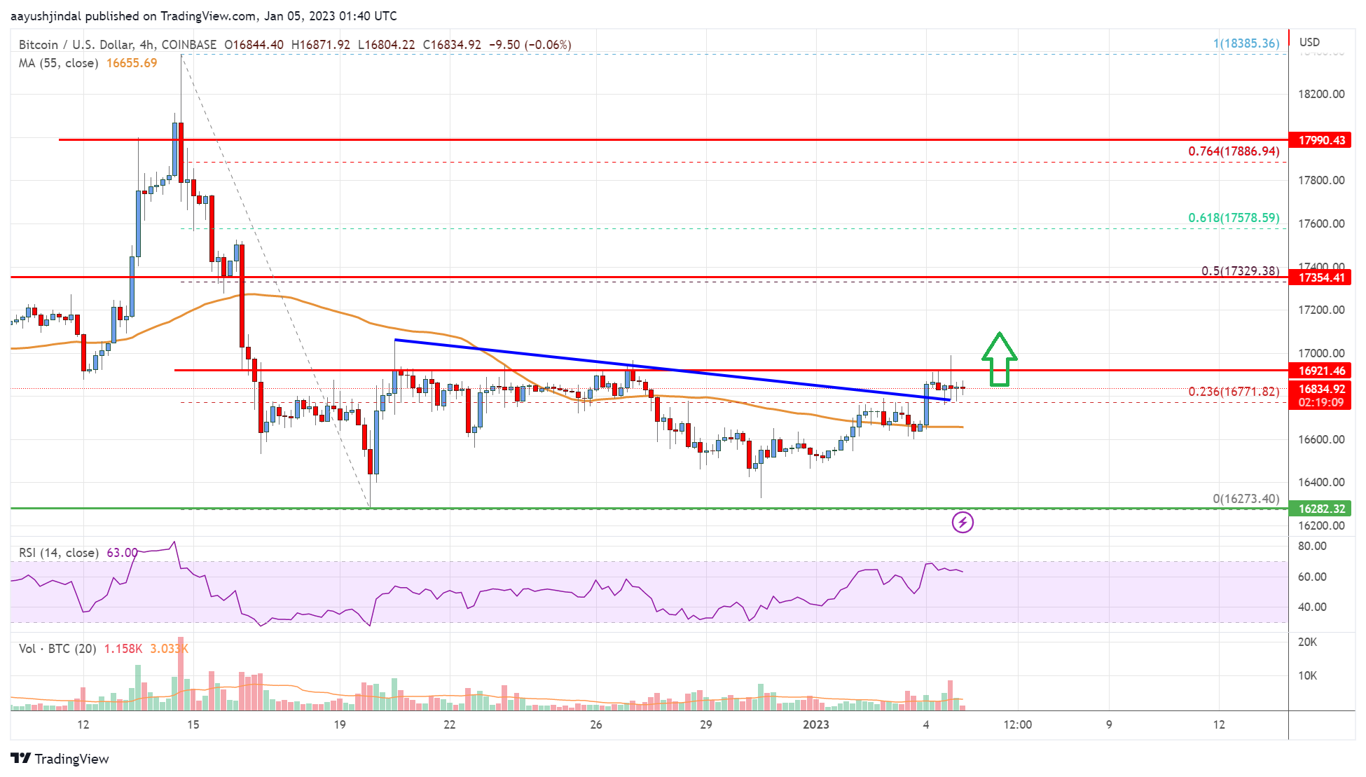 Bitcoin Price Analysis: BTC Aims Steady Increase To $18K