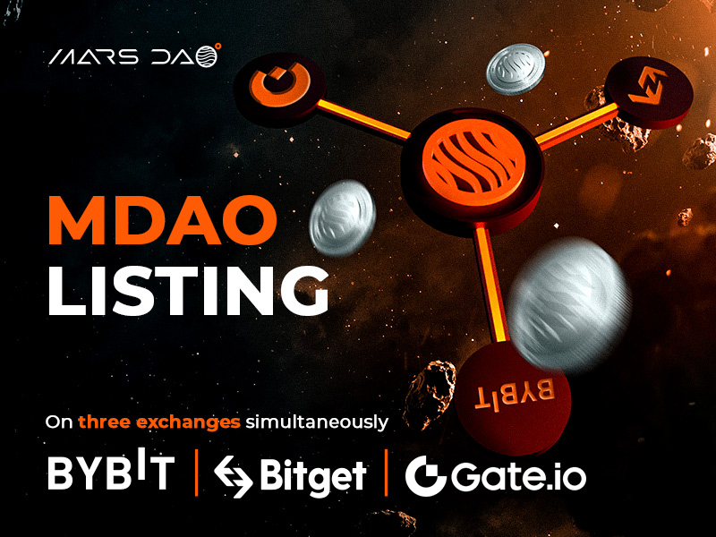 MarsDAO Ecosystem Celebrates MDAO Token Listing on Bybit, Bitget, and Gate.io Cryptocurrency Exchanges