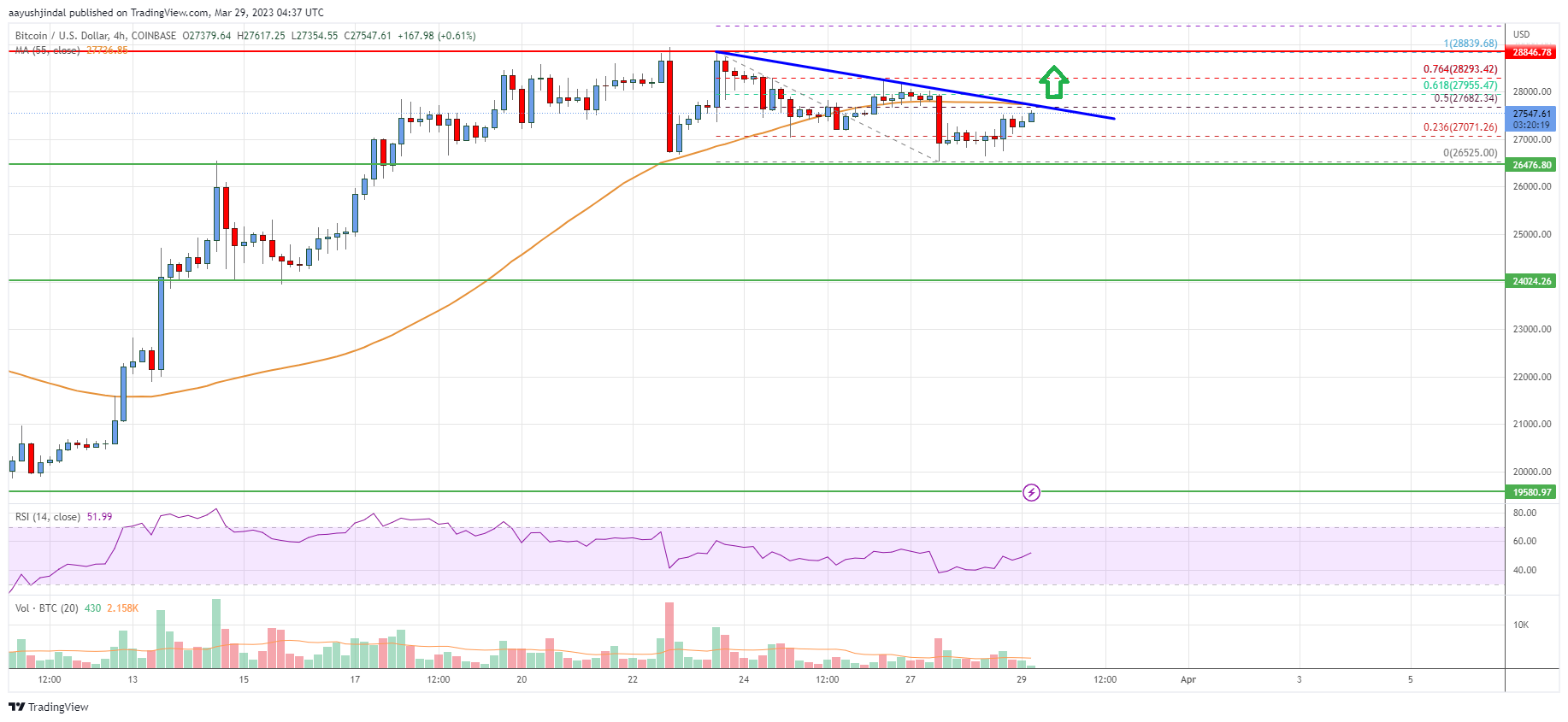 Bitcoin Price Analysis: BTC Eyes Upside Break To $30K