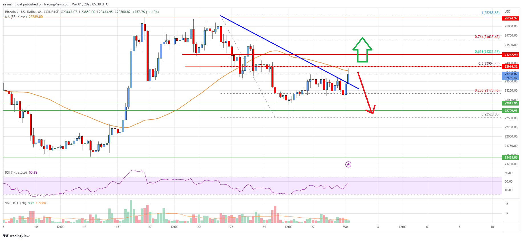 Bitcoin Price Analysis: BTC Eyes Fresh Increase Above $24K