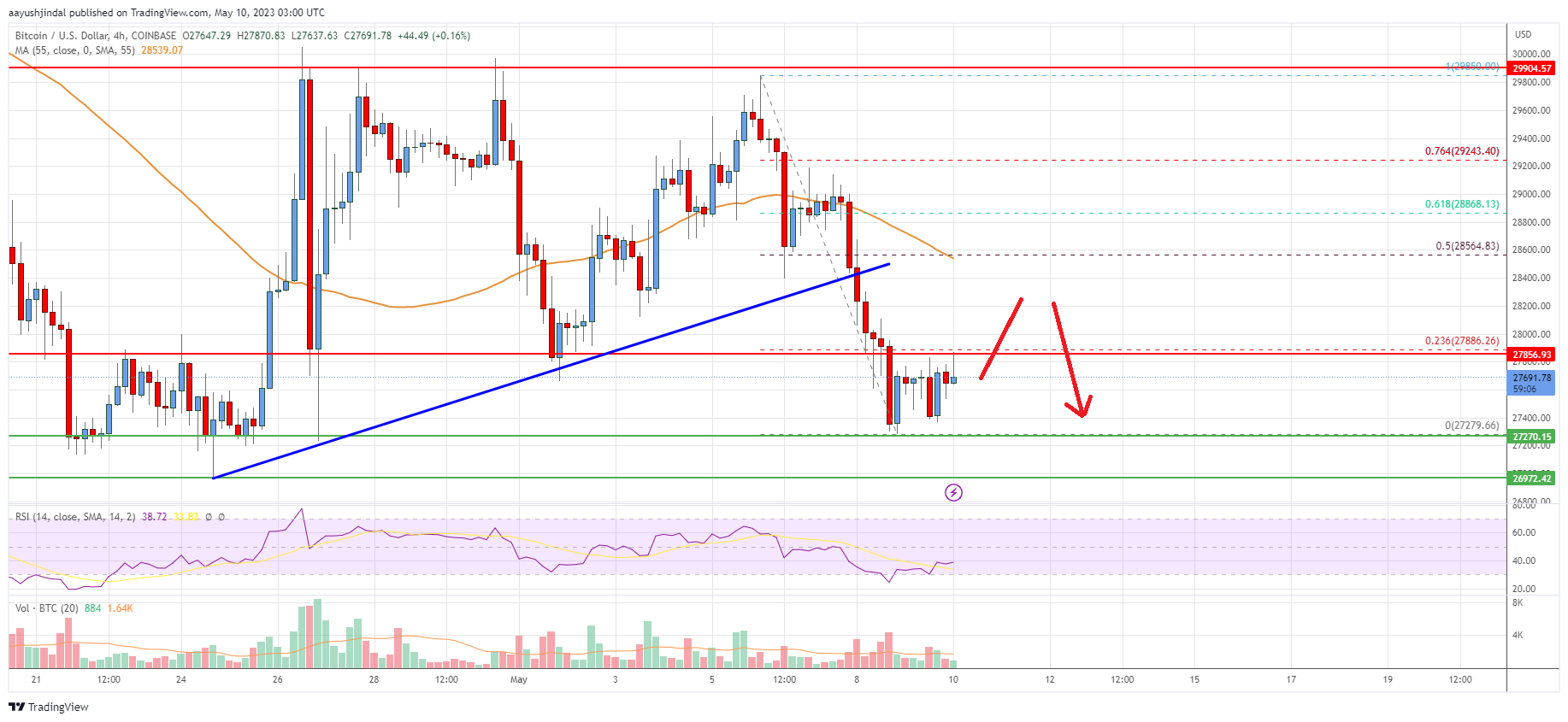 Bitcoin Price Analysis: BTC Turns Red Below $29K
