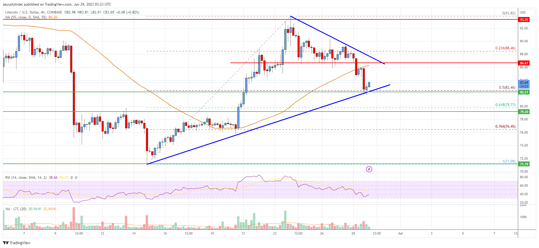 Litecoin (LTC) Price Analysis: Dips Attractive Near $82