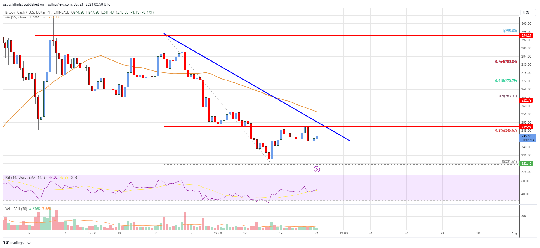 Bitcoin Cash Analysis: Bears In Action Below $250