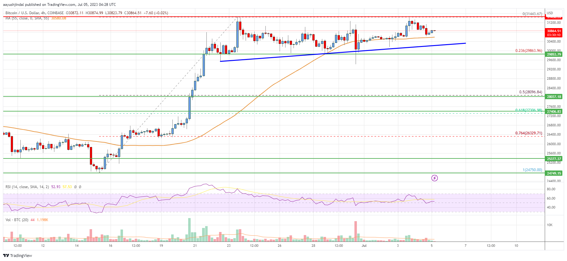 Bitcoin Price Analysis: BTC Eyes More Upsides Above $31,250