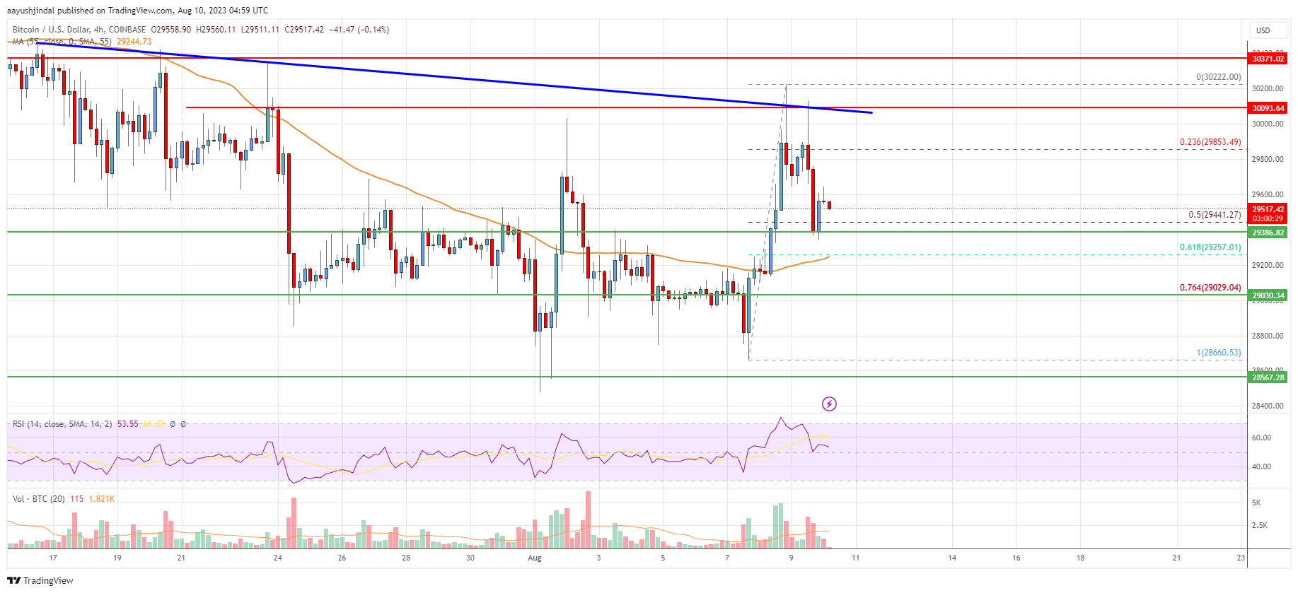 Bitcoin Price Analysis: BTC Faces Uphill Task Near $30K