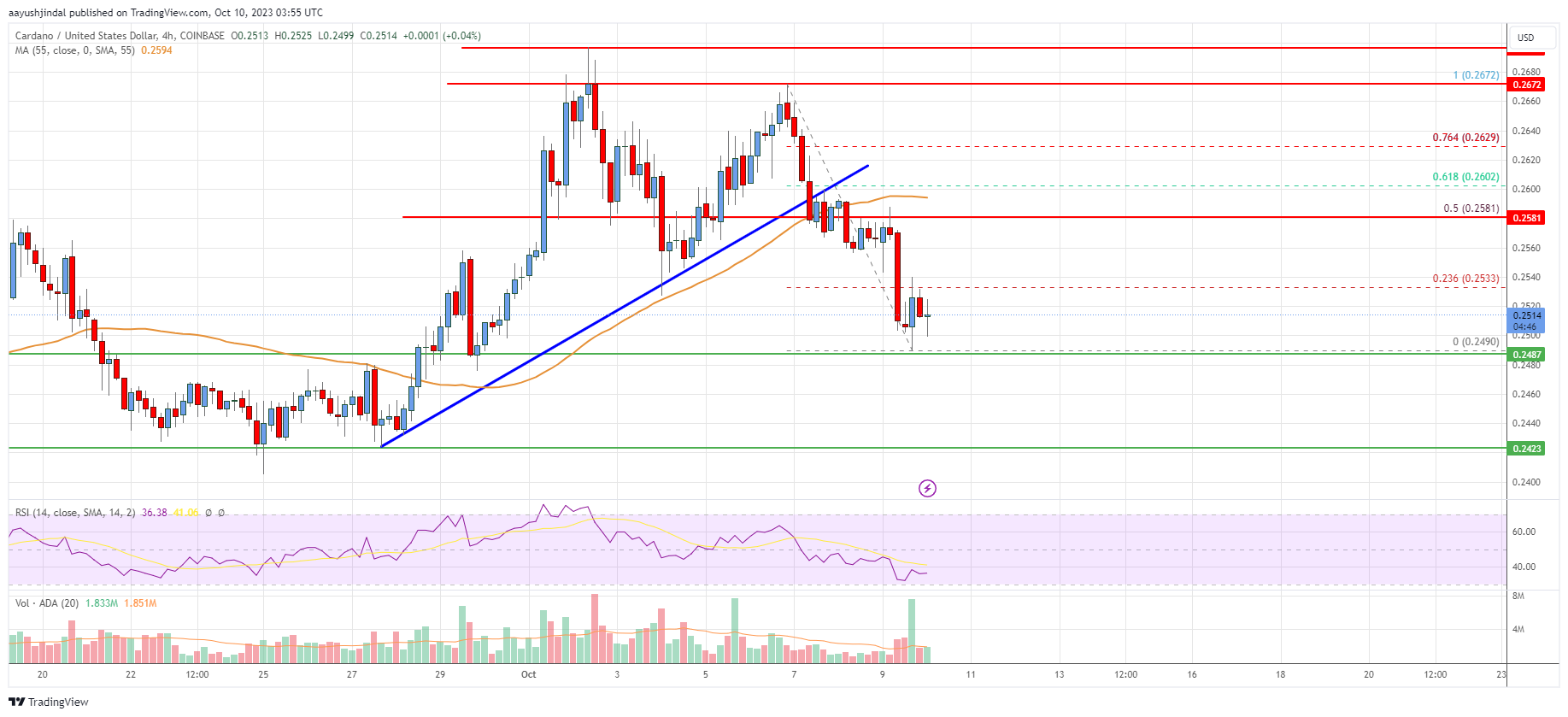 Cardano (ADA) Price Analysis: Risk of More Downsides Below $0.25