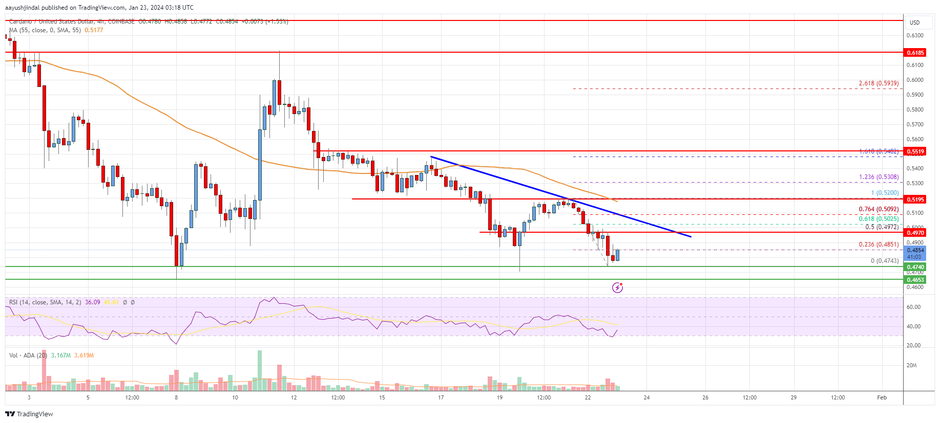Cardano (ADA) Price Analysis: Bears In Control Below $0.50