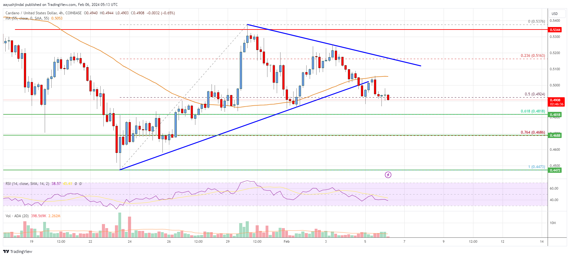 Cardano (ADA) Price Analysis: Risk of Downside Break Below $0.480