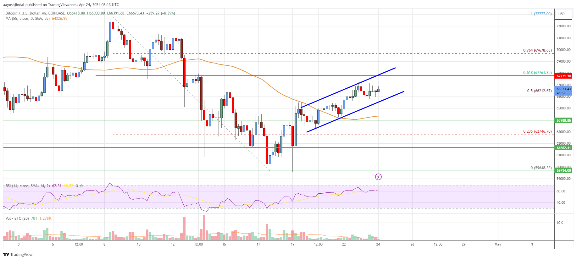Bitcoin Price Analysis: BTC Restarts Increase And Aims More Gains