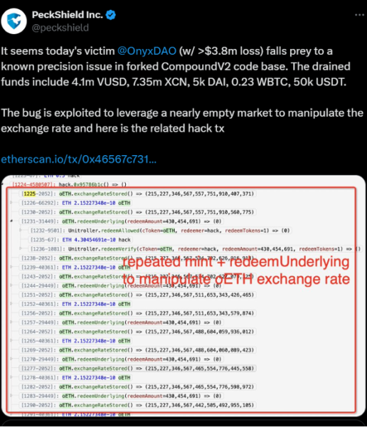 Onyx Protocol Hacked Again for .8 Million Due to Known Faulty Contract