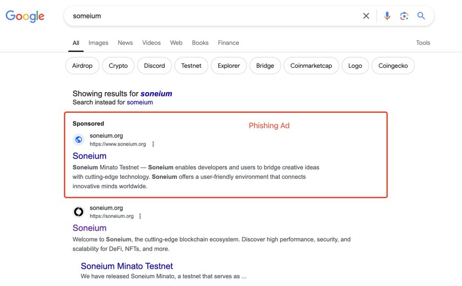 Cybercriminals Launch Fake Soneium Website to Manipulate Google Search Results
