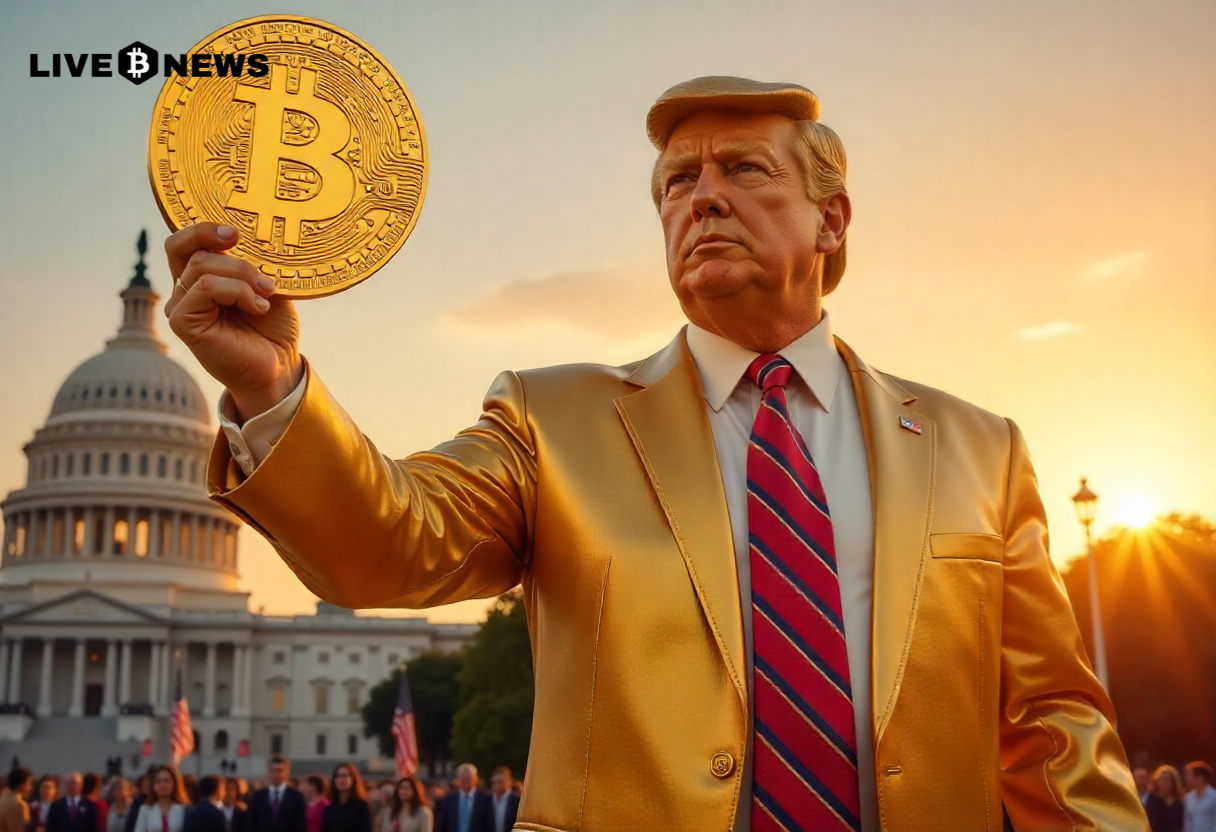 Golden Trump Statue Holding Bitcoin Appears Near U.S. Capitol