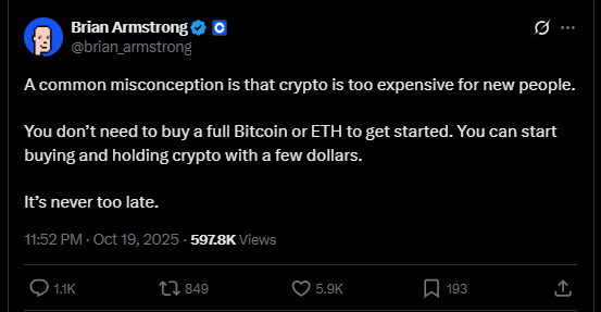 Crypto News: Brian Armstrong Busts Myth: Crypto Isn’t Just for the Rich