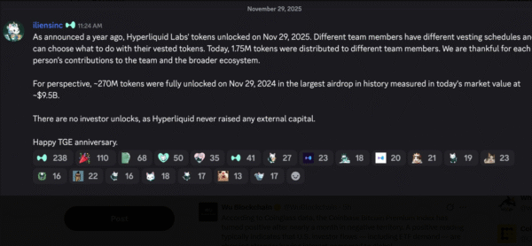 HYPE News: Hyperliquid Unlocks 1.75M HYPE Tokens Worth M