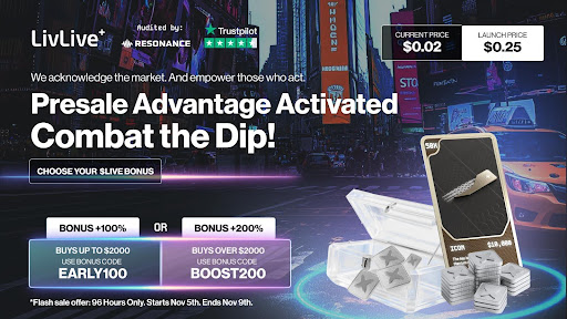 LivLive ($LIVE) Races to the Top Crypto Presales in 2025 as Cardano (ADA) Veterans Chase the BOOST200 Bonus