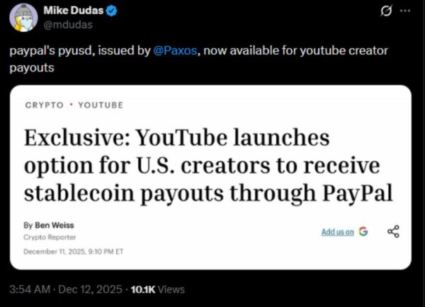 Creators can now receive payments in PYUSD