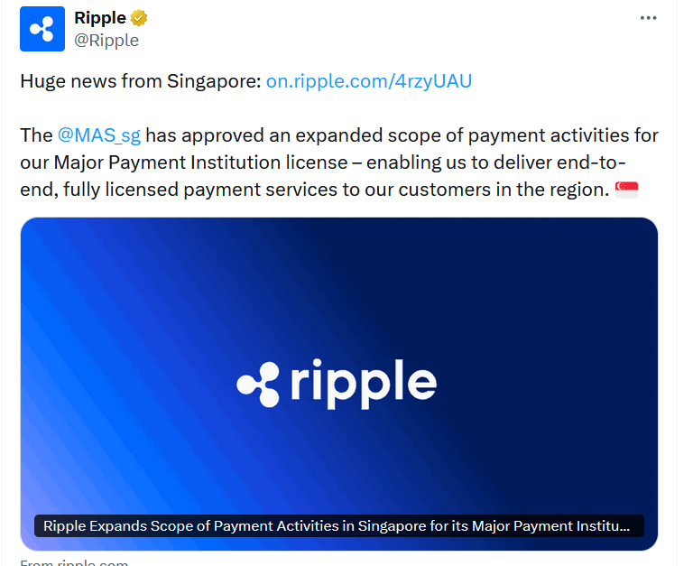 Ripple Gets MAS Approval
