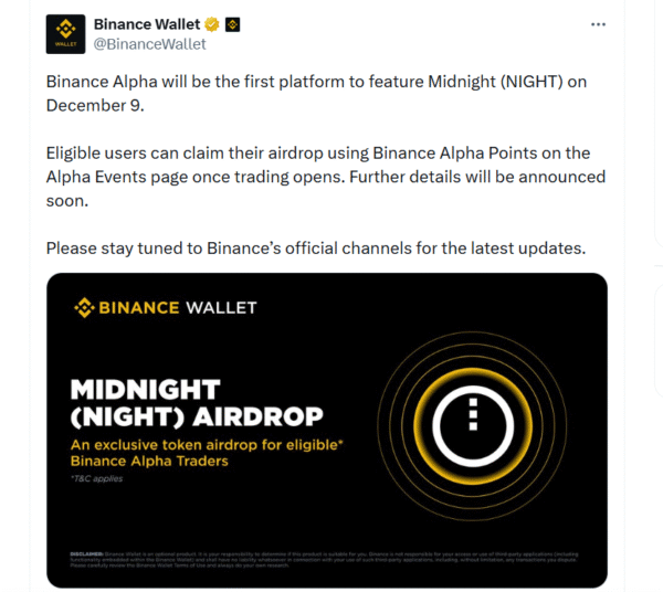Cardano founder Charles Hoskinson teases Midnight token launch as Binance and KuCoin prepare world premiere listings.