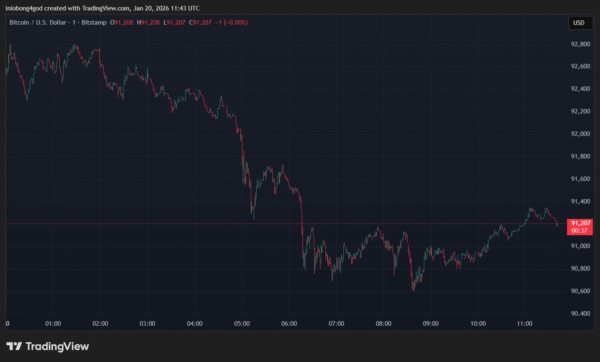 Bitcoin is exchanging hands at $91,241 after breaking below $92,000 on Tuesday morning.