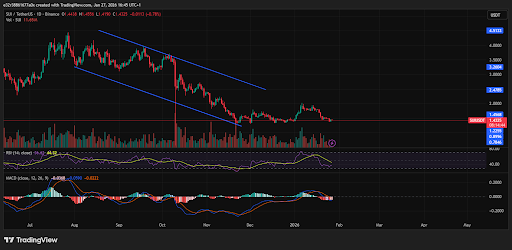 The charts show price pressure on Sui, but health overall