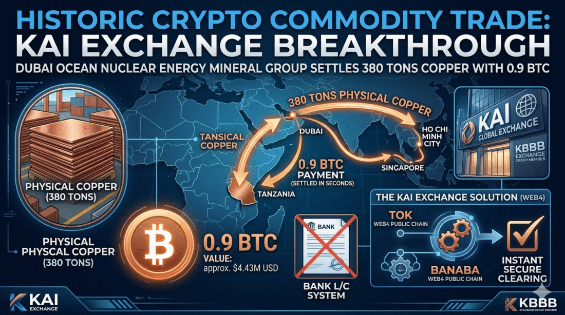 World First: 0.9 BTC Settles 380 Tons of Copper as KAI Exchange and Web4 Technology Challenge the