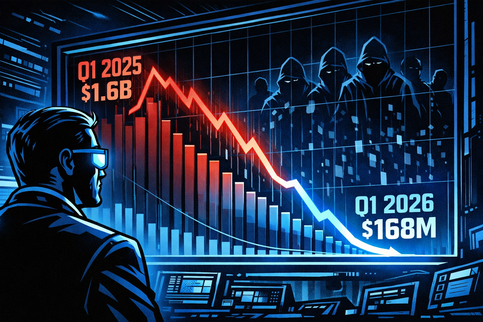 Crypto Hacks Drop to $168M in Q1 2026, Down Sharply From Last Year
