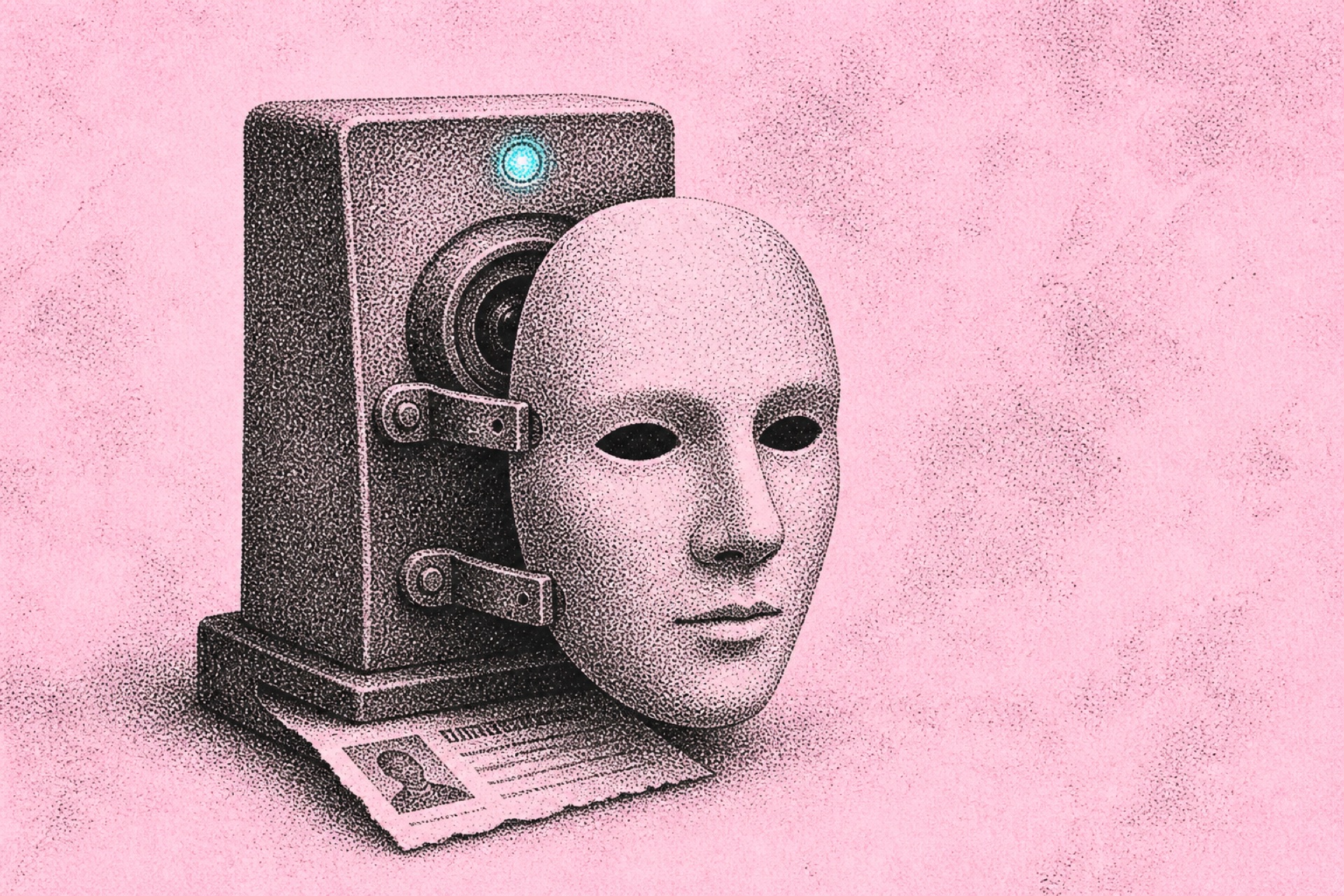 Blank face mask defeating a crypto KYC verification camera