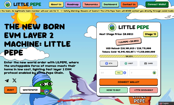 Little Pepe ($LILPEPE) Crosses $28M as Stage 13 Approaches Final Sellout
