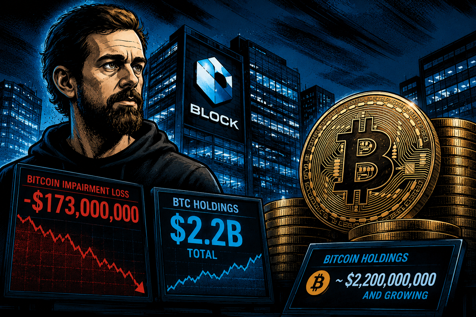 Jack Dorsey’s Block Takes $173M Bitcoin Hit as BTC Holdings Reach $2.2B