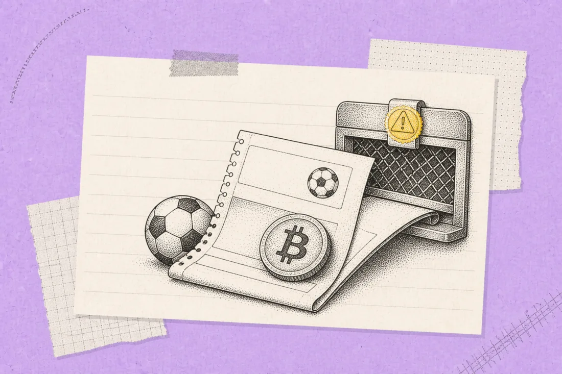 Sports betting odds board with Bitcoin stake and risk icons